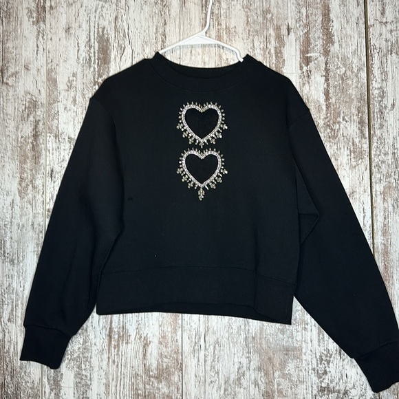 Sandro SWEATSHIRT WITH RHINESTONE HEARTS Size
small NWT - Picture 6 of 8